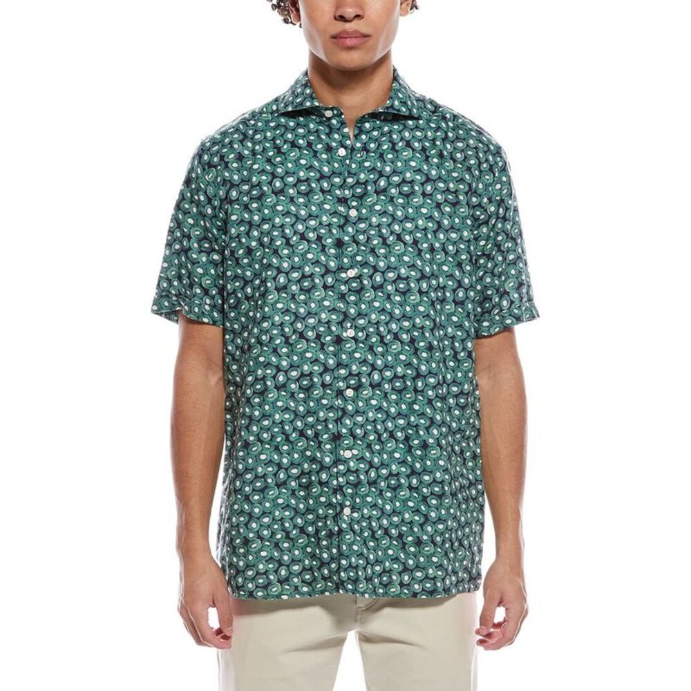 Eton Mens  Kiwi Linen Shirt, Green
